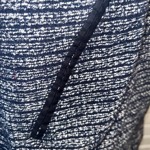 **FINAL PRICE-Navy Blue and White Bomber Jacket, Tweed Pattern, LARGE - Picture 3 of 4